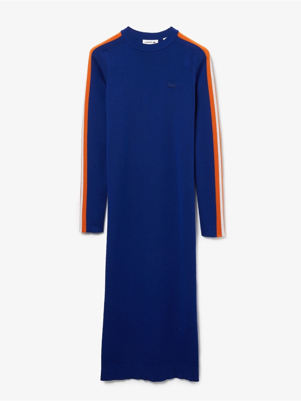 Lacoste wool Royal Blue Long-Sleeve Dress with Orange Stripe